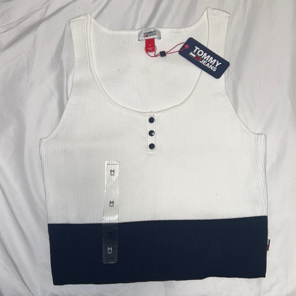 Blue and white tanktop